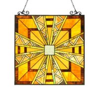 24.5″ x 26″ Stained Glass Tiffany Style Window Panel Arts & Crafts