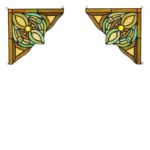 Pair of Victorian Tiffany Style Stained Glass Corner Window Panels 8″ Handcrafted