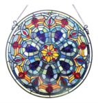 Tiffany Style Round Victorian Stained Glass Window Panel
