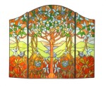 Tiffany Style Stained Glass Fireplace Screen In The Park Tree Of Hope & Life