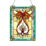 Handcrafted Tiffany Style Stained Glass Window Panel 17.5″ X 25″ 179 PC Glass