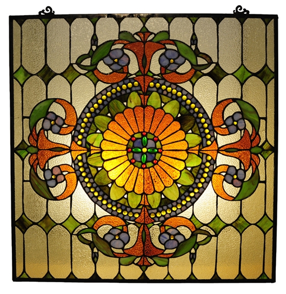 Stunning Tiffany Style Stained Cut Glass Window Or Ceiling Panel
