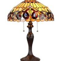 Handcrafted 22″ Victorian Tiffany Style Stained Glass 2 Bulb Table Desk Lamp