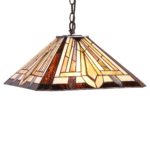 Arts & Crafts Mission Stained Glass Hanging Ceiling Pendant Light Lamp 16″ Shade