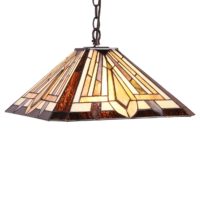 Arts & Crafts Mission Stained Glass Hanging Ceiling Pendant Light Lamp 16″ Shade