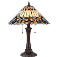 Tiffany Style Victorian Stained Glass Table Desk Lamp 16.5″ Shade 22″ Tall