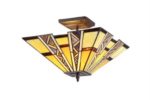 14″ Mission Design Tiffany Style Stained Glass Semi Flush Ceiling Light Lamp