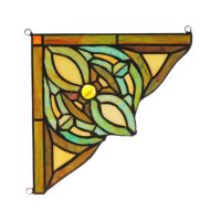 Victorian Tiffany Stained Glass Corner (1) Window Panel 8″ Wide Handcrafted