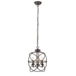 New Industrial Ceiling Pendant Light Chandelier 3 Bulbs Rubbed Bronze 15″ Wide