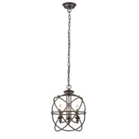 New Industrial Ceiling Pendant Light Chandelier 3 Bulbs Rubbed Bronze 15″ Wide