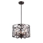 New Farmhouse Ceiling Pendant Light Chandelier 3 Bulb Rubbed Bronze 14″ Wide