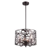 New Farmhouse Ceiling Pendant Light Chandelier 3 Bulb Rubbed Bronze 14″ Wide