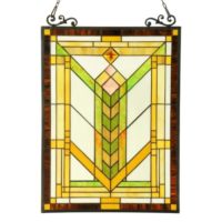 Hand-crafted Tiffany Style Mission Arts & Crafts Design Stained Cut Glass Window Panel