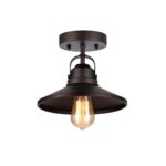 New Industrial Ceiling Semi Flush Light Fixture 1 Bulb Rubbed Bronze 9″ Wide