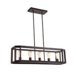 New Industrial Ceiling Pendant Light Chandelier 5 Bulb Rubbed Bronze 34″ Wide