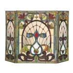 New Tiffany Style Stained Glass 3 Piece Mission Victorian Design Fireplace Screen