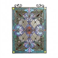 New Tiffany Style Stained Glass Window Panel Colorful 18″W X 26″T