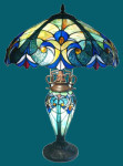 New Table Lamp Lighted Base Night Light Victorian Tiffany Style Stained Cut Glass