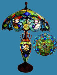 New 26″ Tall Tiffany Style Stained Glass Lighted Base Table Desk Lamp