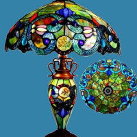 New 26″ Tall Tiffany Style Stained Glass Lighted Base Table Desk Lamp