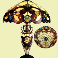 New Tiffany Style Stained Cut Glass Table Desk Lighted Base Lamp