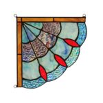 Victorian Tiffany Stained Glass Corner (1) Window Panel 8″ Wide Handcrafted