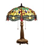 NEW 21″ Tiffany Style Table Lamp Dragonfly Stained Glass 16″ Shade