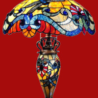 New Dragonfly Design Tiffany Style Stained Glass Table Lamp Lighted Base