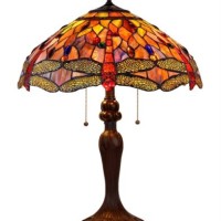 New Dragonfly Stained Glass & Cabochons Tiffany Style Table Desk Lamp