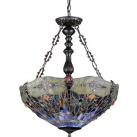 New Stained Cut Glass Dragonfly Hanging Light Fixture