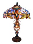 New Victorian Dragonfly Stained Glass Tiffany Style Table Lamp with a Lighted Base