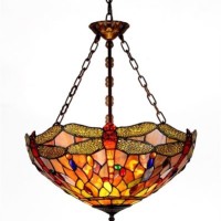 New Stained Cut Glass Dragonfly Hanging Light Fixture