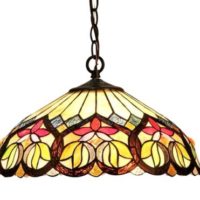 16″ Shade Floral Design Victorian Stained Glass Ceiling Pendant Light Lamp