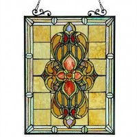 New  Victorian Medallion Design Tiffany Style Stained Cut Glass Window Panel