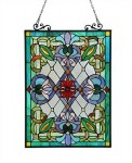 New Victorian Fleur Di Leis Heart Design Stained Cut Glass Tiffany Style Window Panel