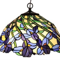 New Stained Cut Glass Iris Flowers Hanging Ceiling Pendant Lamp Light Fixture