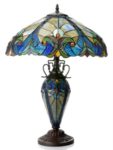 Victorian Tiffany Style Stained Glass Table Desk Lamp 18″ Shade 25″ Tall