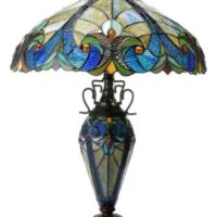 Victorian Tiffany Style Stained Glass Table Desk Lamp 18″ Shade 25″ Tall