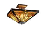 Mission Arts & Crafts Tiffany Style Stained Glass Semi Flush Ceiling Light Lamp