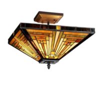 Mission Arts & Crafts Tiffany Style Stained Glass Semi Flush Ceiling Light Lamp