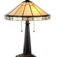 New Mission Arts & Crafts Tiffany Style Cut Glass 23″ Table Desk Lamp