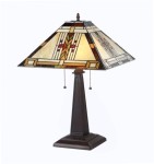 New Table Desk Lamp Mission Arts & Crafts Design Stained Cut Glass 16″ Shade