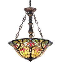 New Tiffany Style Victorian Stained Cut Glass Reverse Pendant Hanging Ceiling Lamp