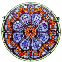 Colorful 21″ Round Tiffany Style Stained Glass Window Panel