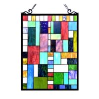 Hand-crafted Tiffany Style Modern Arts & Crafts Design Stained Cut Glass Window Panel