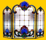 New Tiffany Style Cut Stained Glass Colorful Victorian Design Fireplace Screen with Shell Design