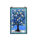 Handcrafted Tiffany Style Stained Glass Window Panel Tree of Life
