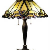 New Stained Glass & Cabochon Jewels Tiffany Style Victorian Table Desk Lamp